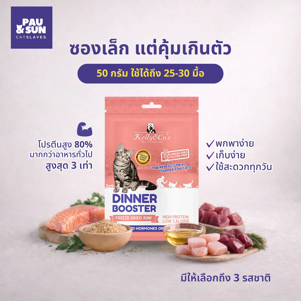Dinner Booster pouch with salmon, tuna and chicken | ซอง Dinner Booster กับแซลมอน ทูน่า และไก่